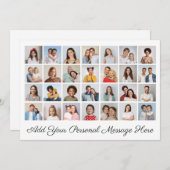 28枚の写真コラージュ あなたのメッセージを編集可能なカラーで追加 招待状 (正面/裏面)