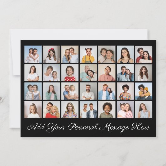 28枚の写真コラージュ 自分のメッセージを追加 招待状 (正面)