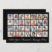 28枚の写真コラージュ 自分のメッセージを追加 招待状 (正面/裏面)