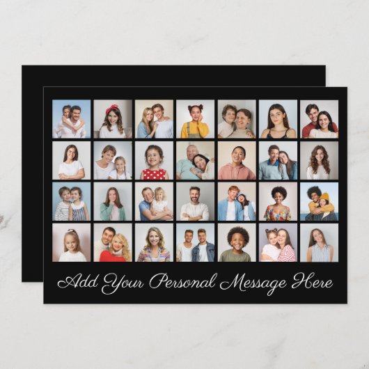 28枚の写真コラージュ 自分のメッセージを追加 招待状 (正面/裏面)