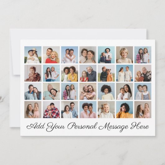 28枚の写真コラージュ 自分のメッセージを追加 招待状 (正面)