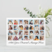 28枚の写真コラージュ 自分のメッセージを追加 招待状 (スタンド正面)