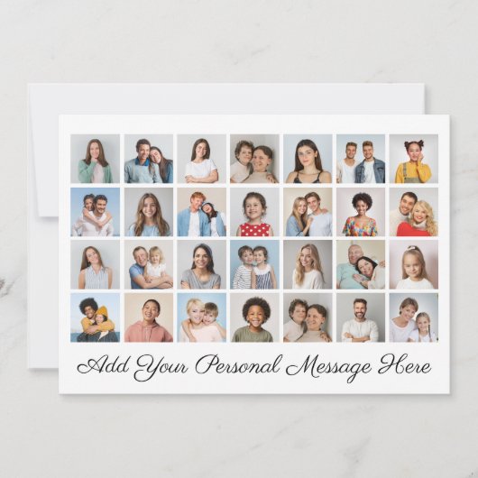 28枚の写真コラージュ 自分のメッセージを追加 招待状 (正面)