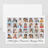 28枚の写真コラージュ 自分のメッセージを追加 招待状 (正面/裏面)