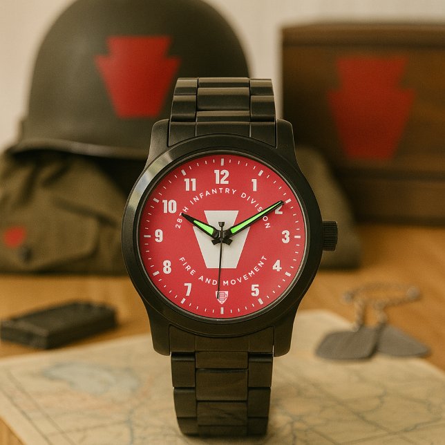 28歩兵師団 "Fire and Movement" トリビュート時計 腕時計 (28th Infantry Division "Fire and Movement" Tribute Watch Red Dial)
