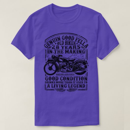 28歳おもしろいバイクもしくは自転車に乗る人レトロスタイルクラシックモーター Tシャツ (デザイン正面)