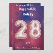 28歳のハッピーバースデーカード (正面/裏面)