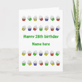 28歳の誕生日のカパーソナライズされたップケーキ カード (正面)