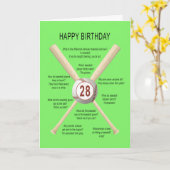 28歳の誕生日の野球ジョーク カード (黄色い花)