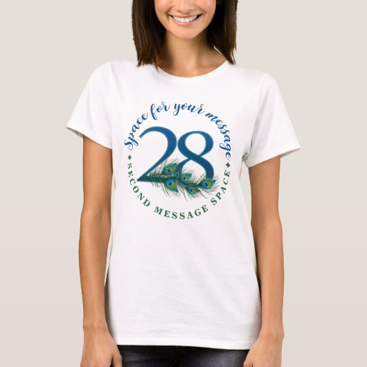 28歳の誕生日または記念日のクジャクの羽 Tシャツ (正面)