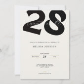 28歳の誕生日パーティーの招待状 - シンプルな太字 招待状 (正面)