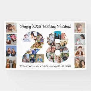 28歳の誕生日パーティーナンバー28フォトコラージュ 横断幕