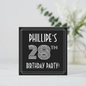 28歳の誕生日パーティー：カスタムネーム付きのアールデコスタイル 招待状 (スタンド正面)