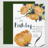 28歳の誕生日ユニークな水彩画のチューリップの花 招待状 (正面/裏面)