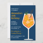 28歳の誕生日招待状カクテルエレガントネイビー 招待状 (正面)