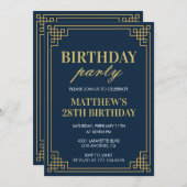 28歳の誕生日招待状誕生日パーティー少年の海軍 招待状 (正面/裏面)