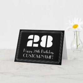 28歳の誕生日:アールデコ調の見た目 "28" と名前 カード