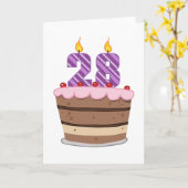 28歳オンお誕生日ケーキ カード (黄色い花)