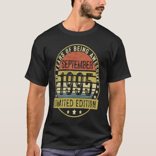 28歳ヴィンテージ1995年9月28誕生日 Tシャツ (正面)