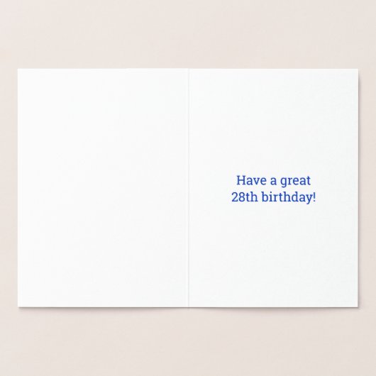 28誕生日はっきりした「28歳!」 ゴールドフォイルカード 箔カード (内部)