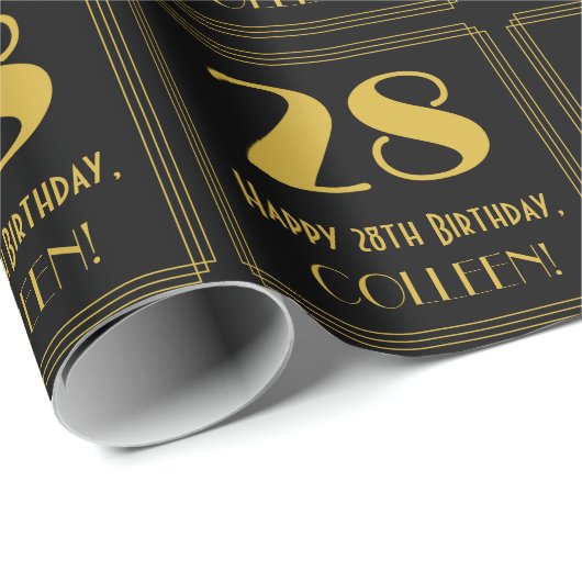 28誕生日インスパイア~アールデコルック"28",名前 ラッピングペーパー (ロールコーナー)