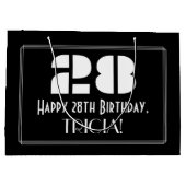 28誕生日インスパイア～アールデコルック"28" +名前 ラージペーパーバッグ (裏面)