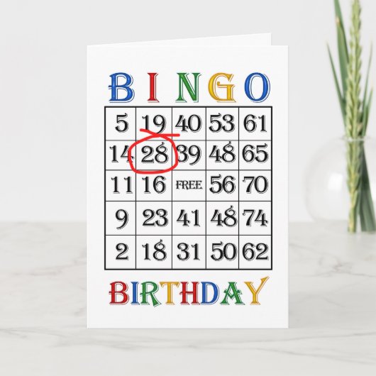 28誕生日ビンゴカード カード (正面)