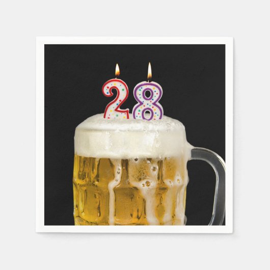 28誕生日ビールオンブラック スタンダードカクテルナプキン (正面)