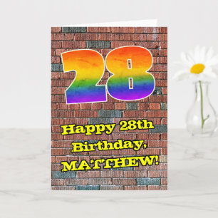 28誕生日:おもしろいグラフィティインスパイアレインボー28 カード