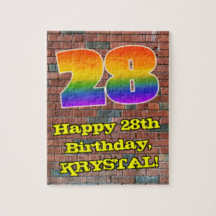 28誕生日:おもしろいグラフィティインスパイアレインボー28 ジグソーパズル