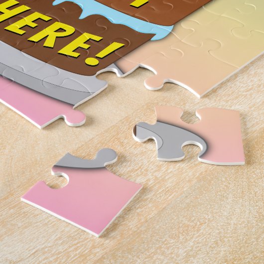 28誕生日:おもしろいケーキとキャンドル+名前をカスタムする ジグソーパズル (側面)