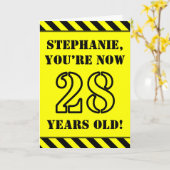 28誕生日:おもしろいステンシルスタイル文字、名前をカスタムする カード (黄色い花)