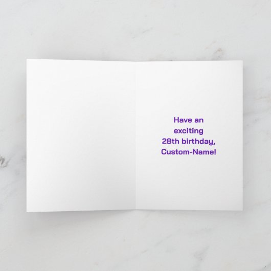 28誕生日:おもしろいレインボー#,名前をカスタムする&写真 カード (内部)