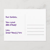 28誕生日:おもしろい星パターン,虹28,名前 ポストカード (裏面)