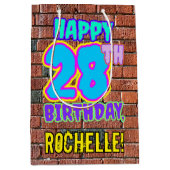 28誕生日:おもしろい、アーバングラフィティインスパイアルック ミディアムペーパーバッグ (正面)