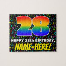 28誕生日:おもしろい、カラフル音楽シンボル、「28」