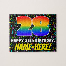 28誕生日:おもしろい、カラフル音楽シンボル、「28」 ジグソーパズル