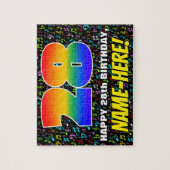 28誕生日:おもしろい、カラフル音楽シンボル、「28」 ジグソーパズル (縦)