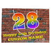 28誕生日:おもしろい、グラフィインスパイアティ・レインボー# 28 ラージペーパーバッグ (裏面)