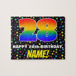 28誕生日:おもしろい、スターカラフル・フィールド・パターン ジグソーパズル
