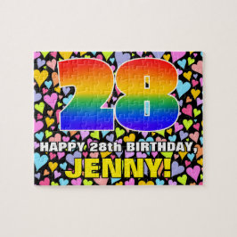 28誕生日:おもしろい、愛するハートシェイプ+「28」 ジグソーパズル