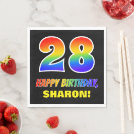 28誕生日:はっきりした,おもしろい,シンプル虹， 28 スタンダードランチョンナプキン