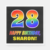 28誕生日:はっきりした,おもしろい,シンプル虹, 28 スタンダードランチョンナプキン (正面)
