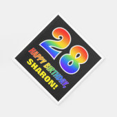 28誕生日:はっきりした,おもしろい,シンプル虹, 28 スタンダードランチョンナプキン (角)