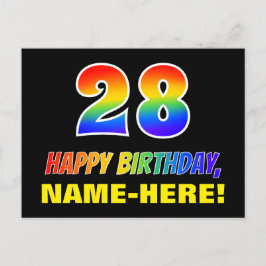 28誕生日:はっきりした,おもしろい,シンプル虹, 28 ポストカード