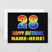 28誕生日:はっきりした,おもしろい,シンプル虹, 28 ポストカード (正面/裏面)