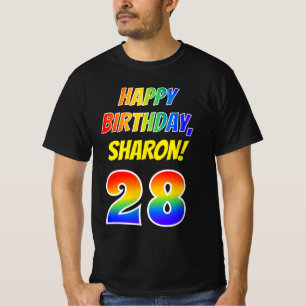 28誕生日— はっきりした,おもしろい,レインボー28,名前をカスタムする Tシャツ