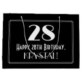 28誕生日:アールデコインスパイアスタイル「28」、名前 ラージペーパーバッグ (裏面)