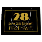 28誕生日:インスパイアアールデコの「28」の外観と名前 ラージペーパーバッグ (正面)