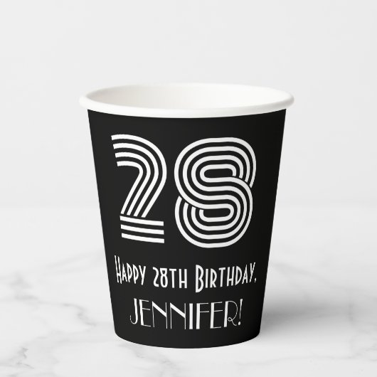 28誕生日:インスパイアアールデコ検索「28」 +名前 紙コップ (正面)